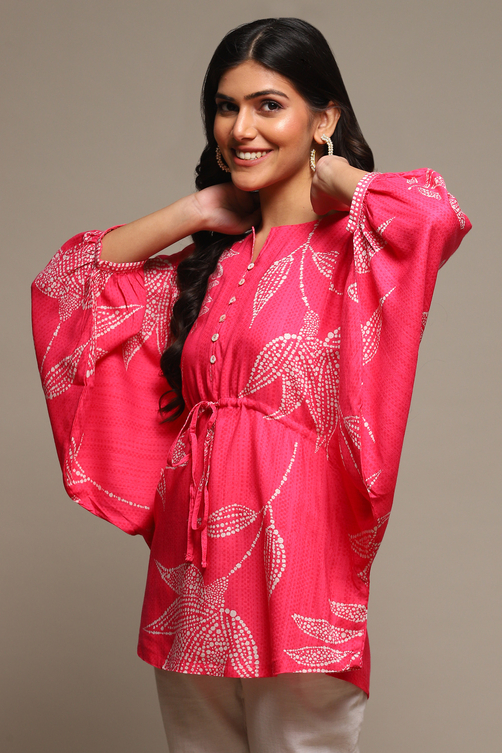 Blue LIVA Straight Printed Top image number 2