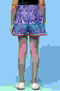 Blue Mosaic Printed Cotton Shorts image number 4