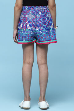 Blue Mosaic Printed Cotton Shorts image number 4
