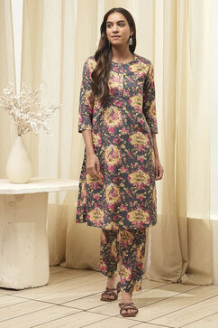 Navy Berry Rayon Flared 2 Piece Set image number 6