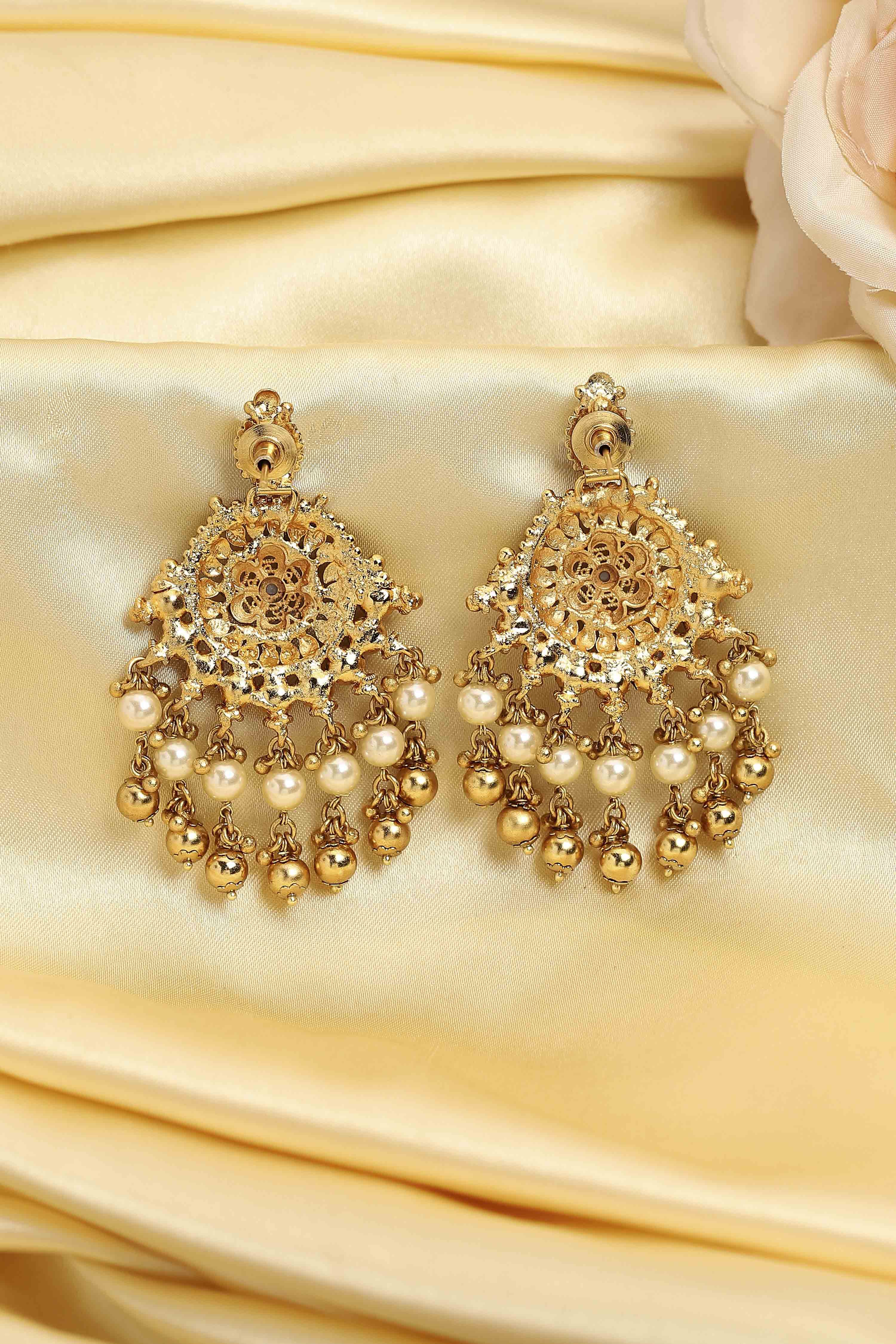 Gold Plated Brass Drop & Dangler Earrings image number 2