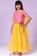 Pink And Yellow Poly Modal Lehenga Set image number 2