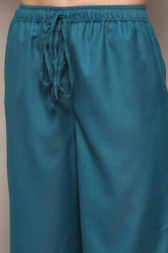 Blue Cotton Blend Straight Yarndyed 2 Piece Set image number 2