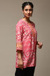 Red Cotton Blend Printed Kurti image number 4