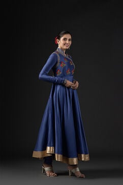 Rohit Bal Blue Cotton Silk Embroidered Suit Set image number 6