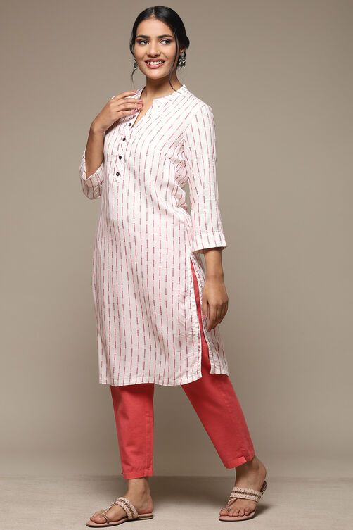 Olive Pink LIVA Straight Yarndyed Kurta image number 2