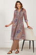 Brown Polyester Printed Straight Kurta