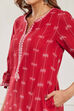 Red Cotton Printed Embroidered A-Line Kurta Set image number 1