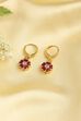 Red Gold Plated Brass Floral Drop Earrings image number 0