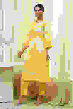 Yellow Floral Printed Straight Kurta Set image number 3