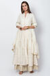Off White Voile Flared Suit set image number 4