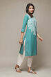 Green Cotton Straight Printed Kurta image number 4