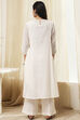 Off-White Embroidered Kalidar Suit Set image number 4