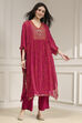 Purple Viscose Straight Printed Fusion Set image number 6