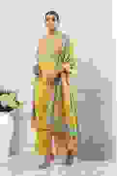 Yellow Cotton Printed Straight Suit Set image number 3