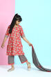 Red Cotton A-Line Straight Kurta Palazzo Suit Set image number 6