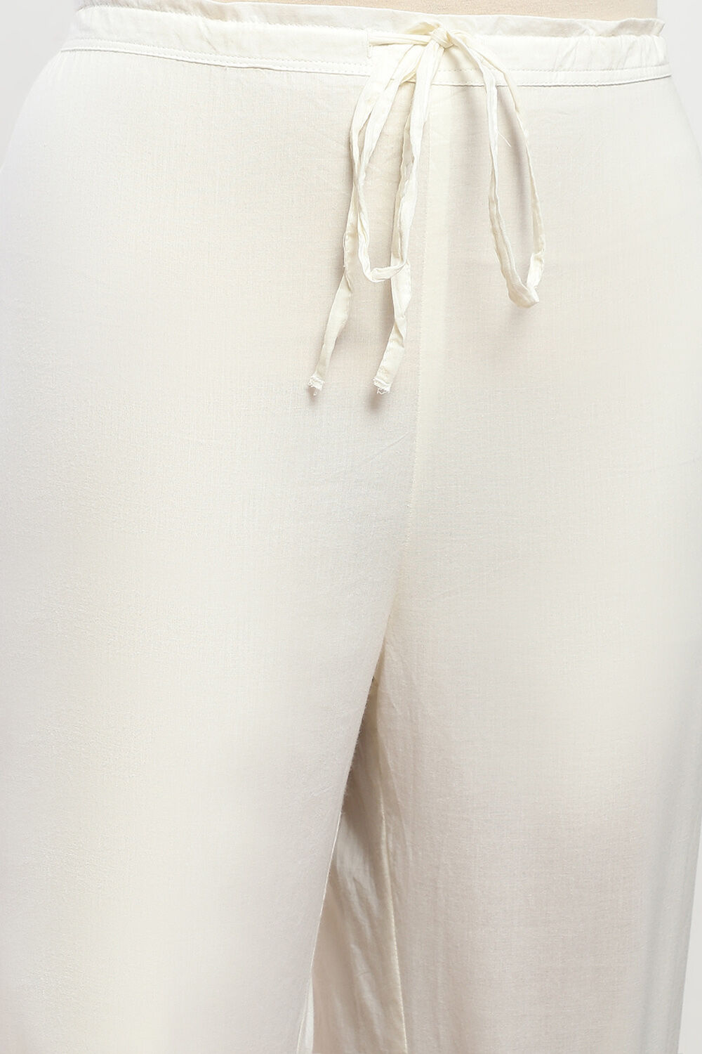 Off White Cotton Regular Solid Palazzo image number 1