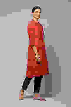 Maroon Cotton Flared 3 Piece Set image number 5