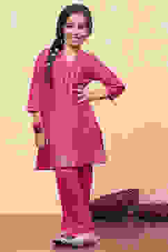 Pink Cotton Printed Straight Kurta Pants Set image number 6