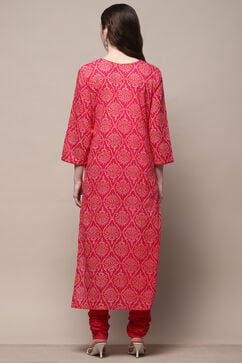 Pink Cotton Unstitched Suit Set image number 6