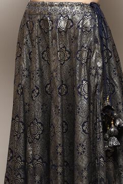 Navy Blue Polyester Lehenga Set image number 2