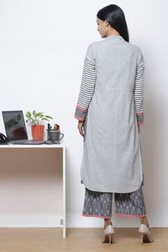 Grey Straight Cotton Fusion Wear 3 Piece Set image number 7