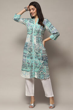 Mint Blue Viscose Straight Kurti image number 0