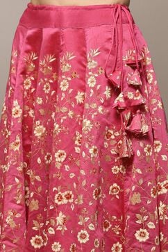 Pink Polyester Straight Kurta Skirt Suit Set image number 2