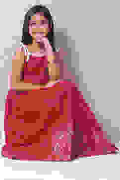 Cherry Red Cotton Lehenga Set image number 6