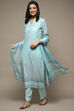 Light Blue Silk Blend Digital Print Unstitched Suit Set image number 1