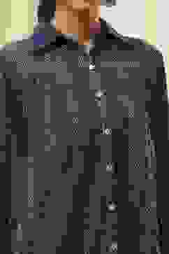 Blue Cotton Blend High-Low Straight Shirt image number 1