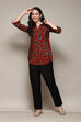 Burnt Orange Poly Viscose Straight Printed Top