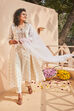 Off White Polyester Kalidar Suit Set image number 0