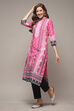 Plum Cotton Straight Printed Kurta