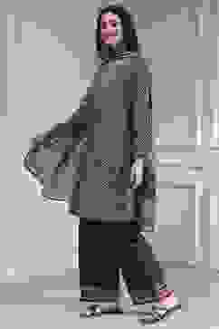 Black Cotton Printed Straight Suit Set image number 3