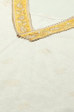 Yellow White Cotton Unstitched Suit set image number 2