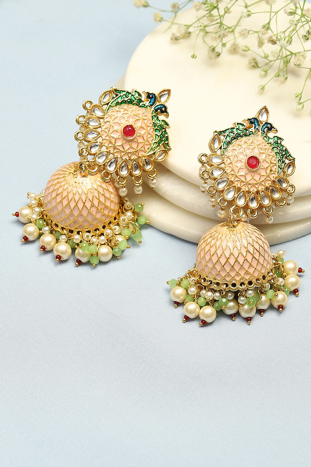 Peach Alloy Earrings image number 0
