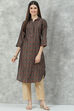 Wine Poly Viscose Straight Printed Kurta