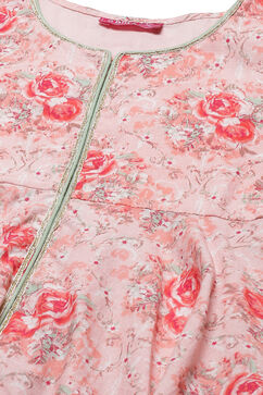 Pink Cotton Anarkali Straight Kurta Palazzo Suit Set image number 1