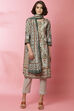 Sage Green Cotton Straight Kurta Slim Pant Suit Set image number 5