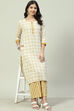 Mustard Cotton Blend Straight Kurta Palazzo Suit Set image number 5