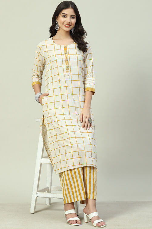 Black Cotton Straight Kurta Pants Set image number 5