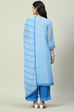 Turquoise Art Silk Straight Kurta Palazzo Suit Set image number 4