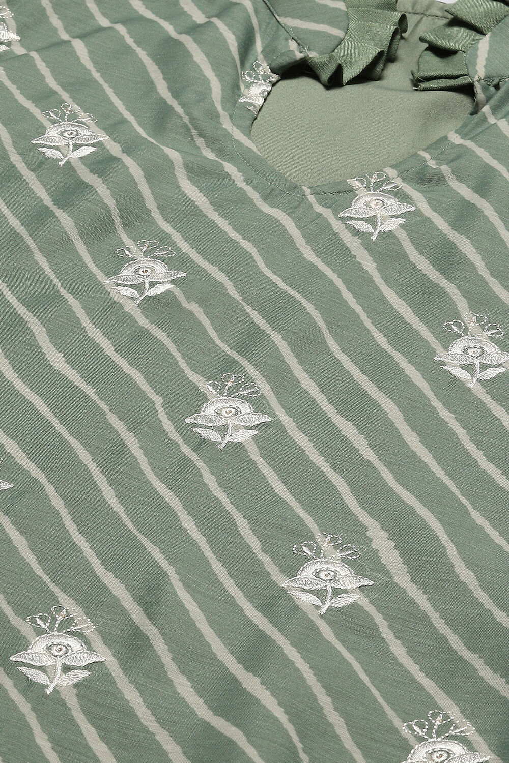 Green Cotton Digital Print Unstitched Suit Set image number 6