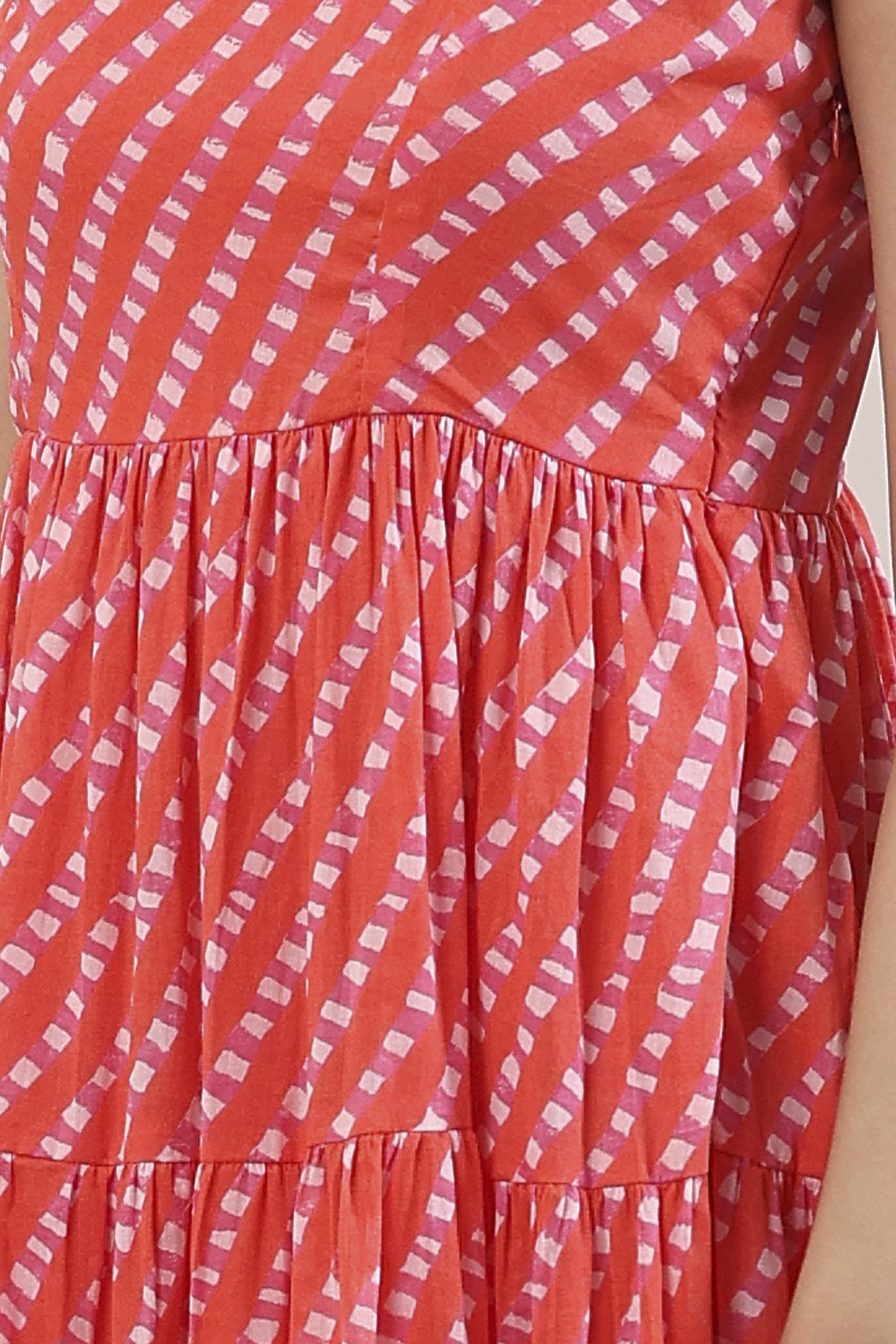 Orange Cotton Tiered Dress image number 6