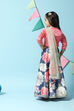 Pink & Blue Viscose Blend Lehenga Set image number 4