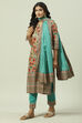 Black Cotton Straight Kurta Slim Pant Suit Set image number 0