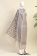 Beige Cotton Printed Embroidered Unstitched Suit Set image number 4