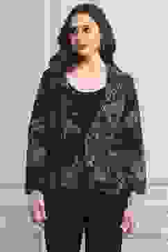 Navy Rayon Straight Printed Jacket image number 5