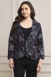 Navy Rayon Straight Printed Jacket image number 5